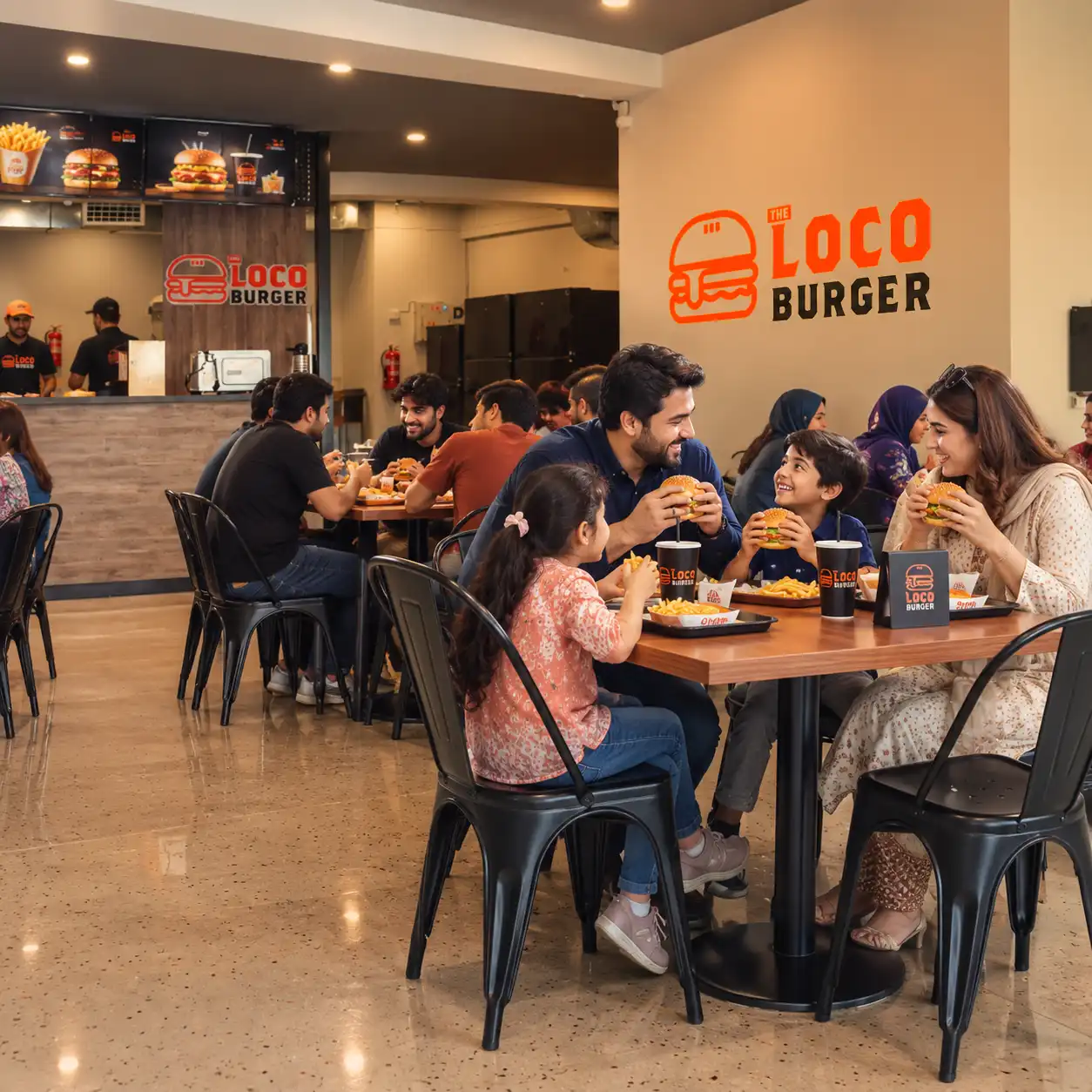 Inside the Loco Burger restaurant